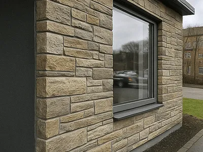 Skifferfasad och entréparti